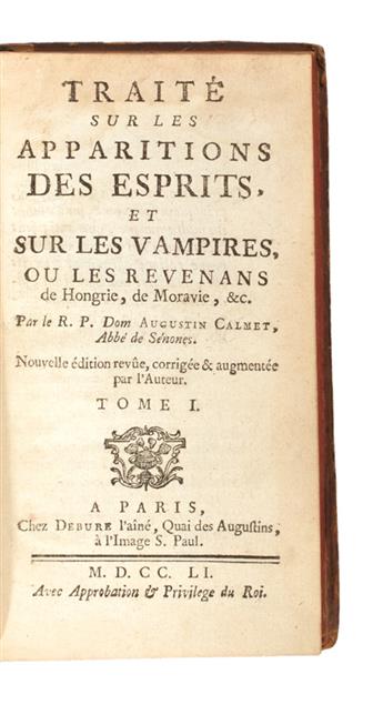 CALMET, AUGUSTIN. Traité sur les Apparitions des Esprits, et sur les Vampires, ou les Revenans de Hongrie, de Moravie, &c. 2 vols. 1751